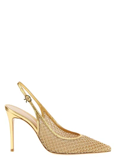 Gianvito Rossi Golden Slingback Heels In Gold
