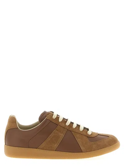 Maison Margiela Brown Suede Panel Low-top Sneakers In Brown
