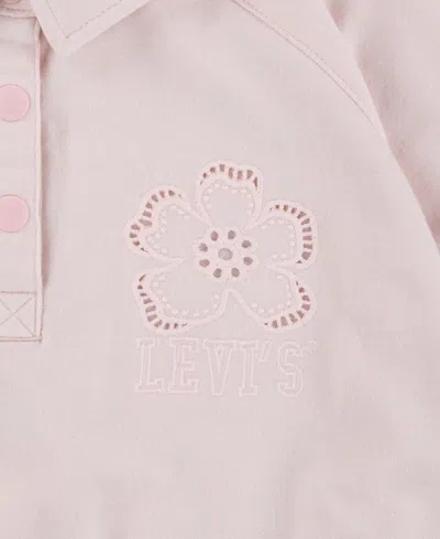 Levi's Girls Toddler 2t-4t Collar Sweatshirt And Shorts, 2-piece Set In Pink