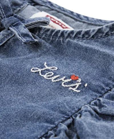 Levi's Girls 4-6x 2-piece Ruffle Round Neck Top And Heart Pocket Pants Set In Blue