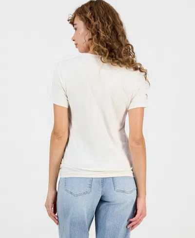 Lucky Brand Women's Beaded Lucky Script Classic Crewneck T-shirt In Gray