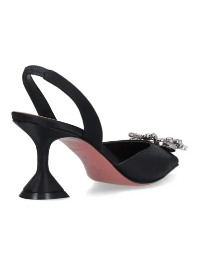 Amina Muaddi Leather Slingback Pumps Featuring Sculptural Heel In Black