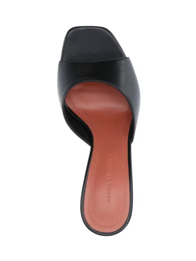 Amina Muaddi Black Nappa Leather Lupita 70 Slippers In Multi