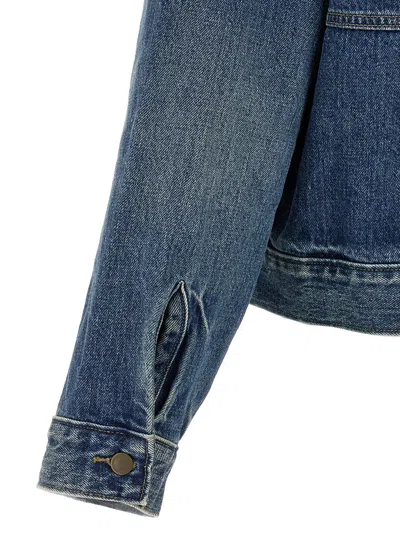 Fear Of God Essential Denim Trucker Puffer Jackets Blue In Blue