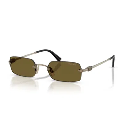 Miu Miu Square-frame Silver-tone Sunglasses In Gold