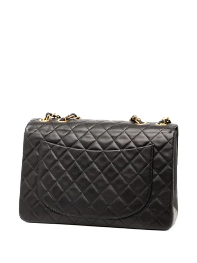 Pre-owned Chanel 1994-1996 Maxi Xl Classic Lambskin Single Flap Shoulder Bag In Black