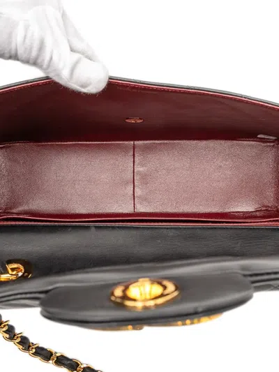 Pre-owned Chanel 1994-1996 Maxi Xl Classic Lambskin Single Flap Shoulder Bag In Black