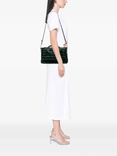 Pre-owned Prada 2010-2020 Canvas Canapa Righe Striped Satchel In Green