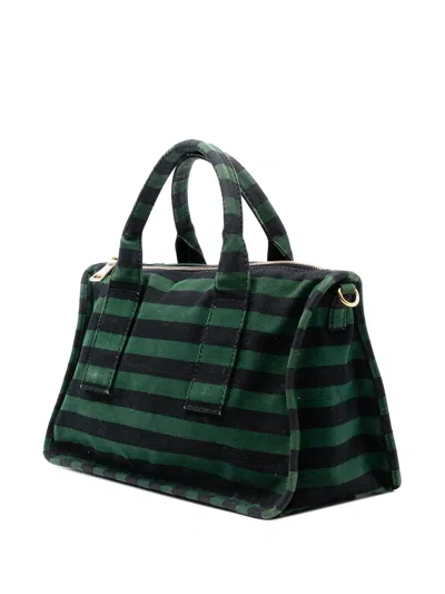 Pre-owned Prada 2010-2020 Canvas Canapa Righe Striped Satchel In Green
