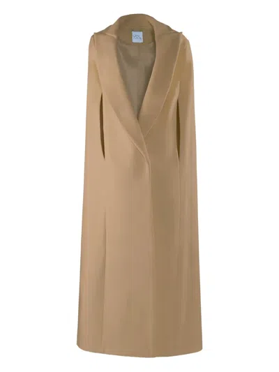 Vestiaire D'un Oiseau Libre Collared Slit Cape In Brown
