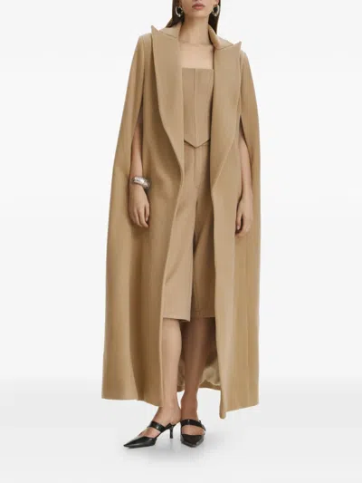 Vestiaire D'un Oiseau Libre Collared Slit Cape In Brown
