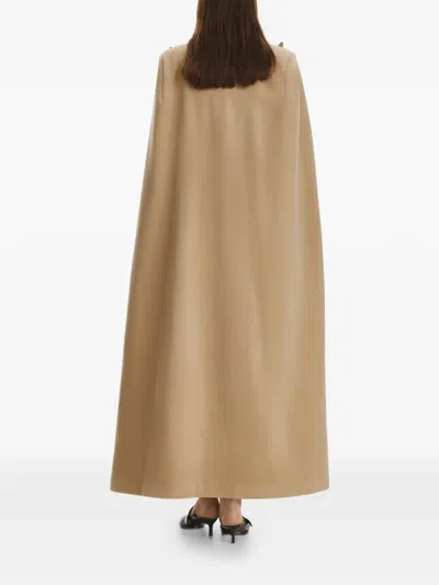 Vestiaire D'un Oiseau Libre Collared Slit Cape In Brown