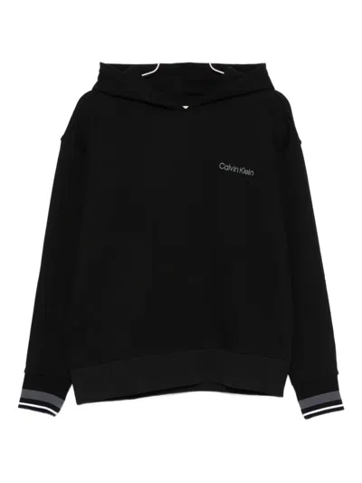 Calvin Klein Logo-embroidered Hoodie In Black
