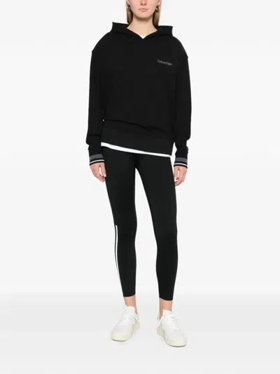 Calvin Klein Logo-embroidered Hoodie In Black