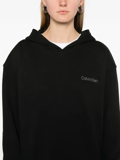 Calvin Klein Logo-embroidered Hoodie In Black