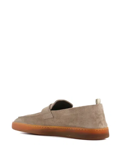 Officine Creative Herbie Suede Strap-detail Loafers In Neutral