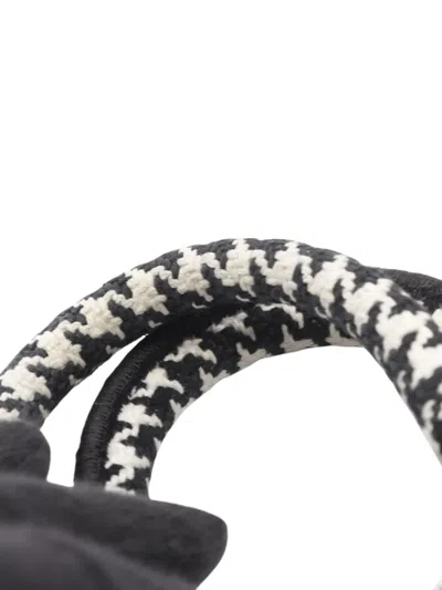 Pre-owned Dior 2010-2025 Mini Canvas Houndstooth Vertical Book Tote Satchel In Black