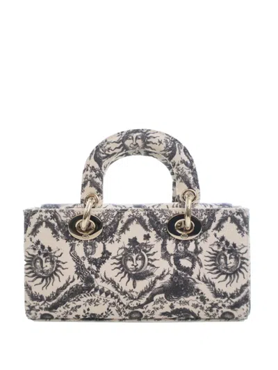 Pre-owned Dior 2024 Small Denim Toile De Jouy Soleil Lady D Joy Satchel In White