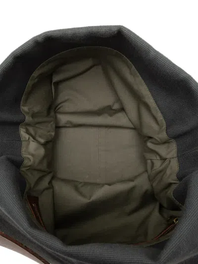 Pre-owned Bottega Veneta 2007-2011 Leather Trimmed Canvas Crossbody Bag In Gray