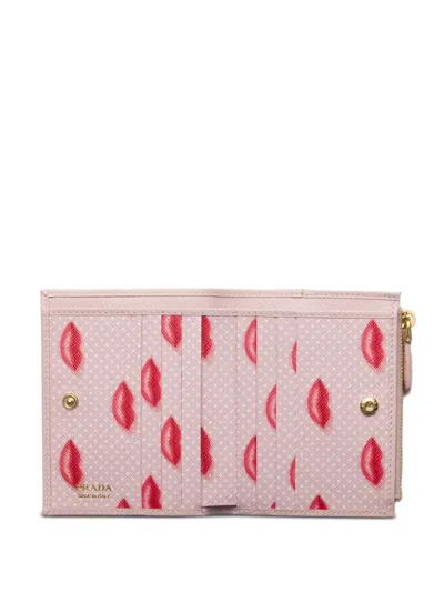 Prada Small Saffiano Leather Wallet In Pink