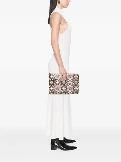 Pre-owned Chanel 2014-2015 Paris Dubai Large Printed Lambskin Cosmetic Case Clutch Bag In Multi