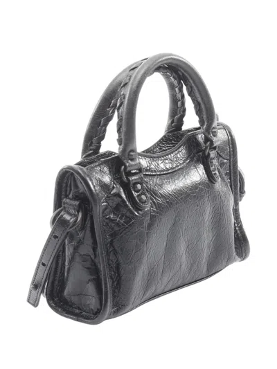 Pre-owned Balenciaga 2010-2025 Aged Calfskin Nano Le City Satchel In Black