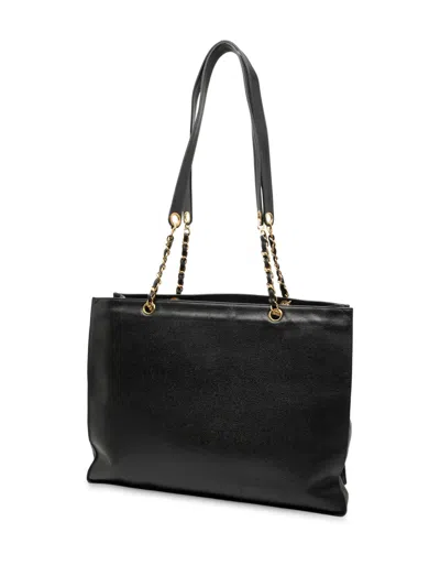Pre-owned Chanel 1996-1997 Cc Caviar Tote Bag In Black