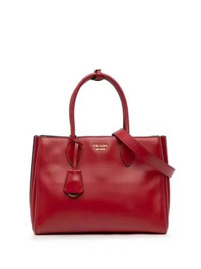 Pre-owned Prada 2010-2025 City Calf Bibliotheque Satchel In Red