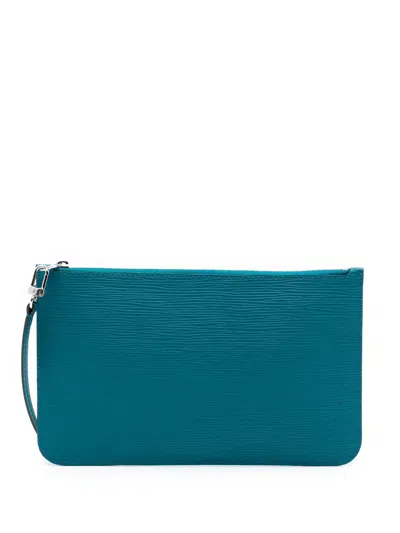 Pre-owned Louis Vuitton 2013 Epi Neverfull Pouch In Blue