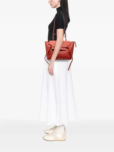 Pre-owned Celine 2016 Mini Grained Calfskin Belt Bag Satchel In Red