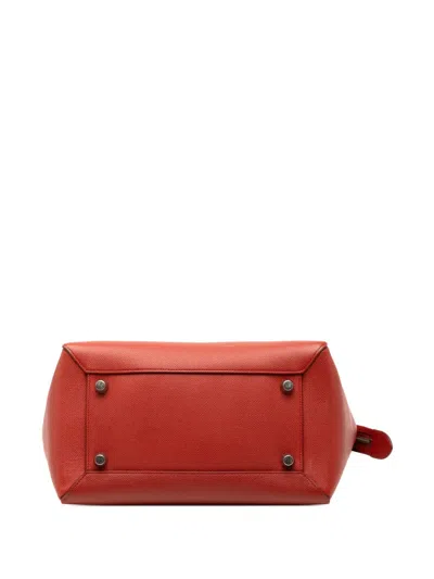 Pre-owned Celine 2016 Mini Grained Calfskin Belt Bag Satchel In Red