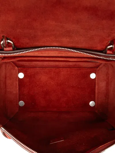 Pre-owned Celine 2016 Mini Grained Calfskin Belt Bag Satchel In Red