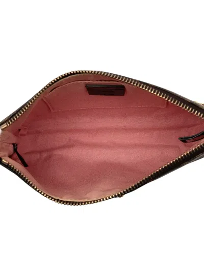 Pre-owned Fendi 2010-2025 Zucca Spalmati Chain Pochette Shoulder Bag In Brown