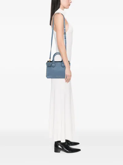 Pre-owned Burberry 2000-2017 Small House Check And Leather Banner Satchel In Blue