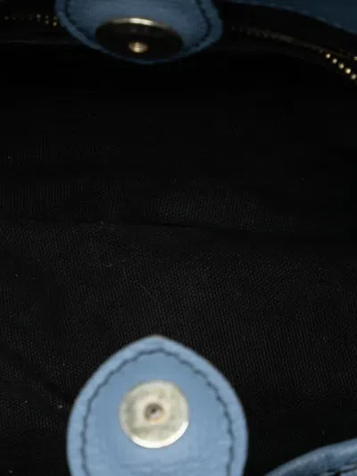 Pre-owned Burberry 2000-2017 Small House Check And Leather Banner Satchel In Blue