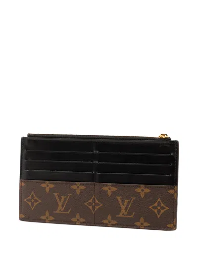 Pre-owned Louis Vuitton 2021-2025 Monogram Slim Purse Long Wallets In Brown