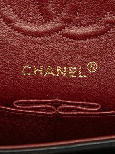 Pre-owned Chanel 1989-1991 Small Classic Lambskin Double Flap Shoulder Bag In Black