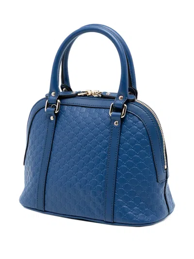 Pre-owned Gucci 2016-2025 Mini Microssima Dome Satchel In Blue