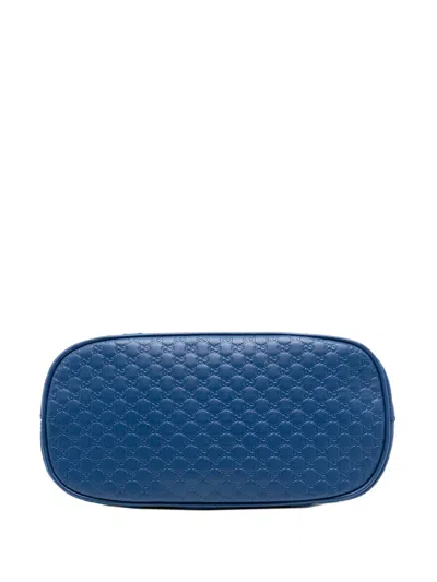 Pre-owned Gucci 2016-2025 Mini Microssima Dome Satchel In Blue
