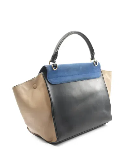 Pre-owned Celine 2000s Trapeze Suede Tote In Blue