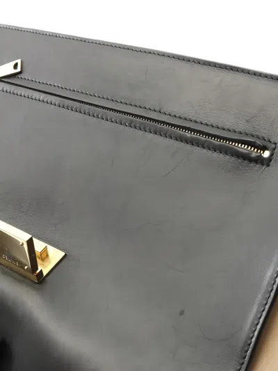 Pre-owned Celine 2000s Trapeze Suede Tote In Blue