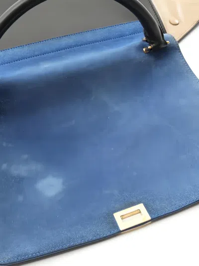 Pre-owned Celine 2000s Trapeze Suede Tote In Blue
