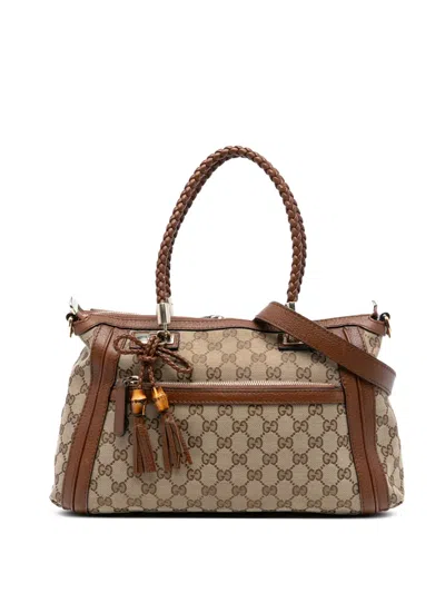 Pre-owned Gucci 2016-2025 Gg Canvas Bella Satchel In Brown