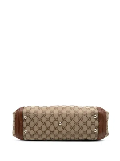Pre-owned Gucci 2016-2025 Gg Canvas Bella Satchel In Brown