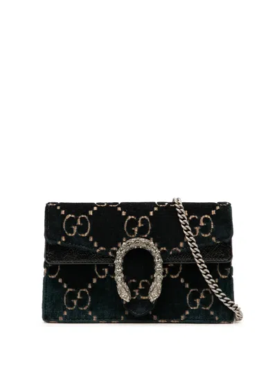 Pre-owned Gucci 2000-2015 Mini Gg Velvet Dionysus Crossbody Bag In Blue