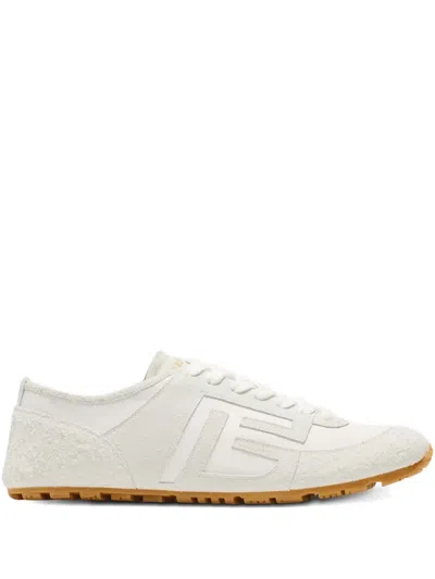 Balmain Racer 45 Trainers In Lambskin And Suede In White