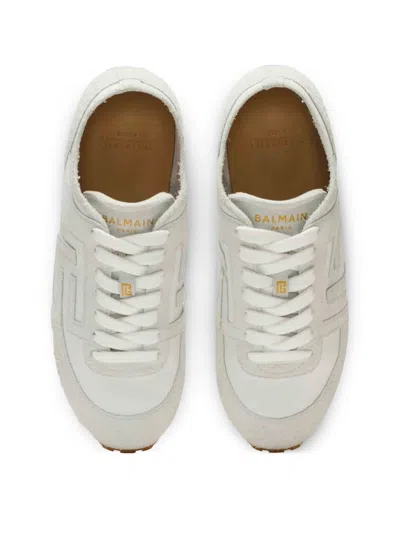 Balmain Racer 45 Trainers In Lambskin And Suede In White
