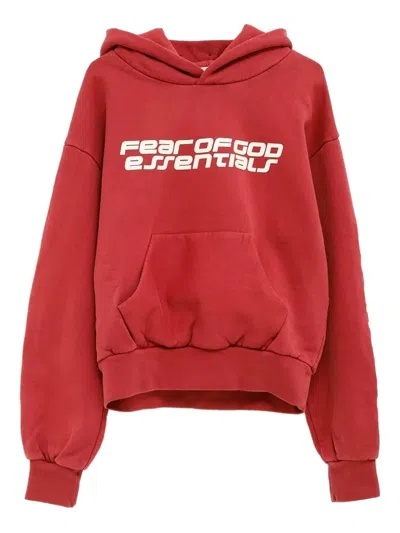 Essentials Logo-print Hoodie In Red