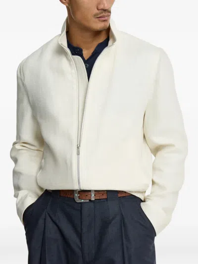 Brunello Cucinelli Outerwear Jacket With Stand Collar In White