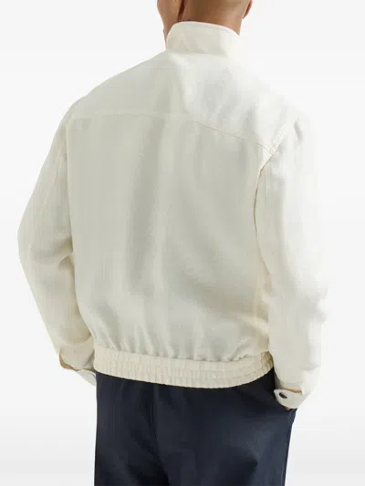 Brunello Cucinelli Outerwear Jacket With Stand Collar In White